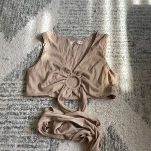 Crop top with key hole and criss cross ties